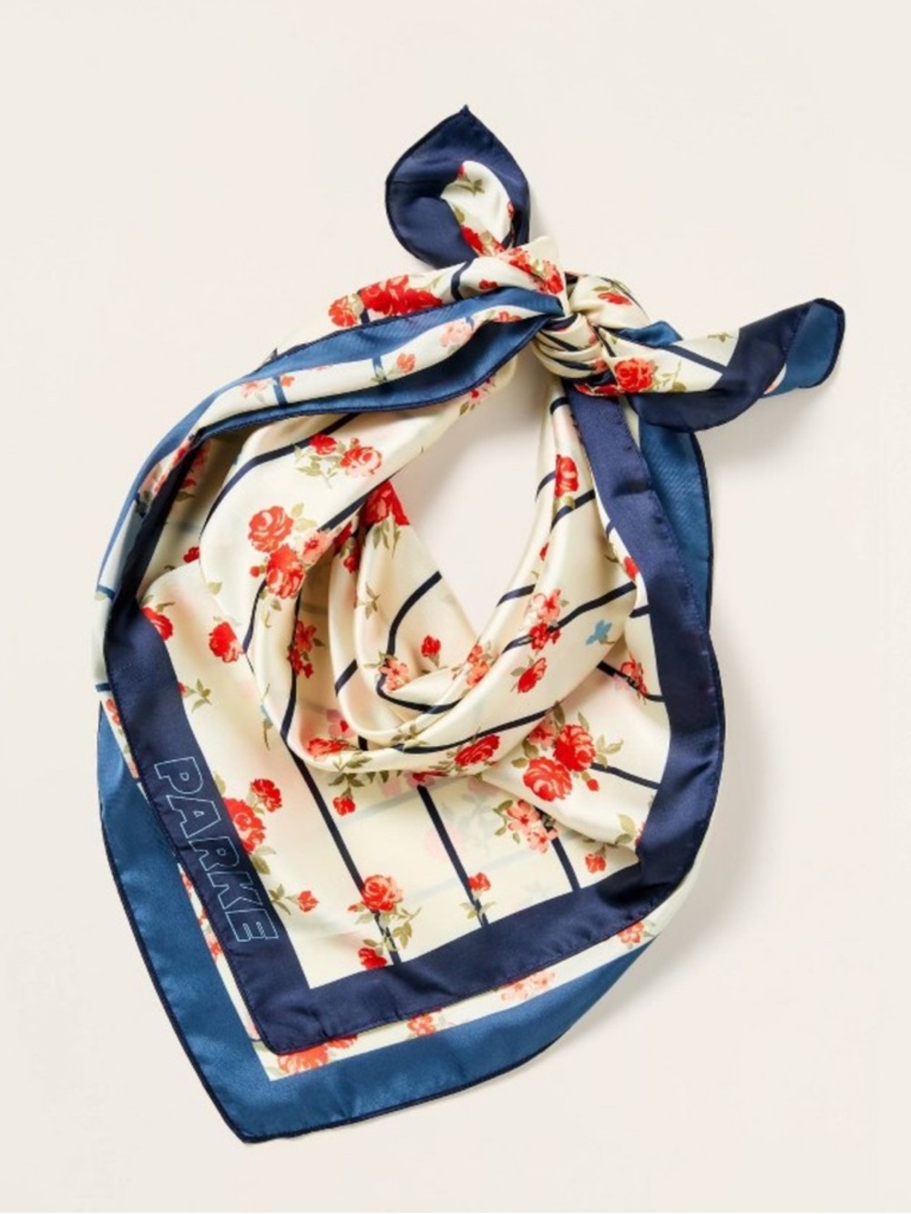 Parke x Target Navy & Cream Floral Square Scarf NWT OS